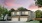 a house with a garage and people walking by it